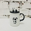 Кружка с керамической ложкой и крышкой "Привет панда" 450 мл, 11,8х7,7х13,5х см, рисунок МИК 2858092