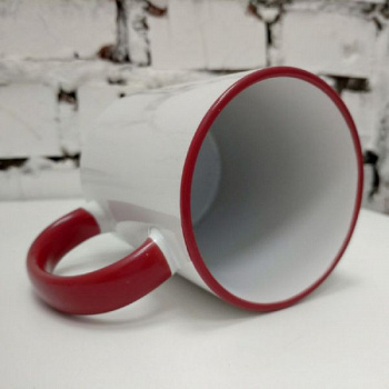 Кружка, цветная ручка и каемка (красная)