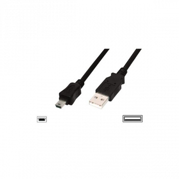 Кабель USB 2.0, A plug - mini USB 5 pin plug, 1 м