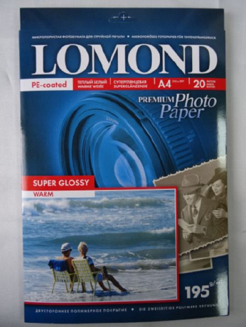 LOMOND 195 г/м2 односторонняя Warm Super GlossyА4\20л 1101111