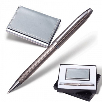 Набор GALANT: ручка, визитница, серебристый, подарочная коробка, 141382