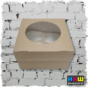 Упаковка для маффинов 16 х 16 х 10 см, на 4 шт 14418381441838