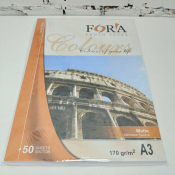 Матовая 170 гр A3 50 листов Fora