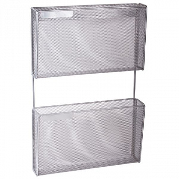 Настенный металлич. блок из 2 лотков BRAUBERG "Germanium", для ф. А4, 500х340х80мм, серебр, 231979