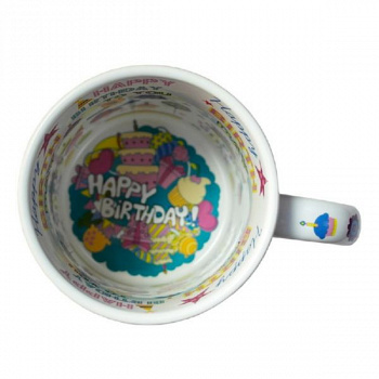 Кружка белая с печатью внутри HAPPY BIRTHDAY для сублимации