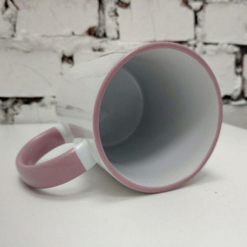 Кружка, цветная ручка и каемка (розовая)