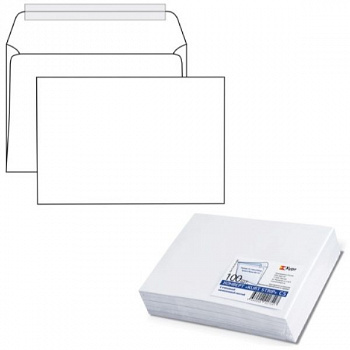 Конверт С5,, отрывная полоса STRIP, белый, 162х229мм, 80 г/м2, С50.10.100С