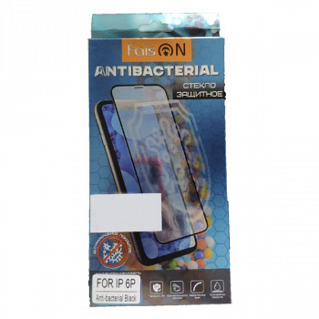 Противоударное стекло FAISON для iPhone 6/6S Plus (5.5), Antibacterial, черное, полный клей