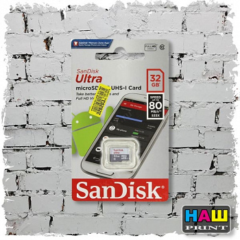 [Карта памяти ] Micro SecureDigital 32Gb SanDisk SDSQUNS-032G-GN3MN {MicroSDHC Class 10, Ultra Android}