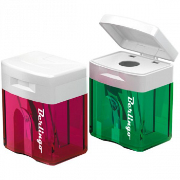 Точилка пластиковая, 1 отверстие, контейнер, ассорти