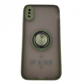 Задняя накладка FAISON для iPhone X/XS, Ring Series 2, матовая, хакки, держатель под палец