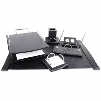 Набор настольный 6 предметов, черное дерево с текстурой под кожу MBn_16210 DELUCCI