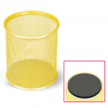 Подставка-органайзер BRAUBERG "Germanium", металлическая, кругл. основан, 100х89мм, желтая, 231980