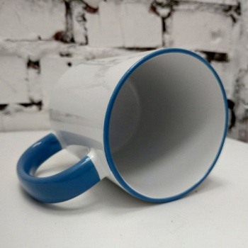 Кружка, цветная ручка и каемка (темно-синяя)