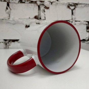 Кружка, цветная ручка и каемка (темно-красная)