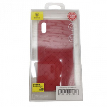 Силиконовый чехол BASEUS для iPhone X/XS матовый, красный, плетёнка (Weaving Case)