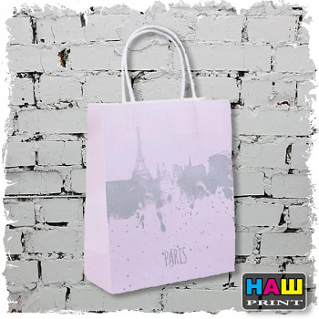 Пакет крафт "Париж", люкс, розовый, 26,5 х 11 х 35 см3500460