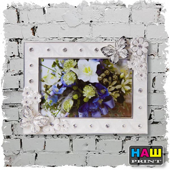 PLATINUM PF10645 10x15 бабочки и цветы, белая, металлическая со стразами /6/244670012201397