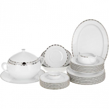 Столовый сервиз на 6 персон 28 предметов Опал Платиновые пластинки, 62331S13840320015346
