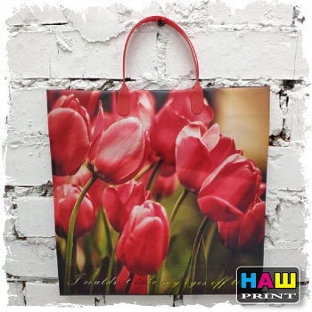 Пакет "Тюльпаны", мягий пластик, объемный 30 х 10 х 30 см2980233
