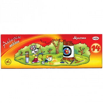 Акварель "Мультики" 14 цветов, с кистью, картон Гамма