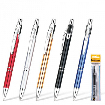 Ручка шариковая BRAUBERG бизнес-класса "Dragon", корп. ассорти, серебр. детали, 1мм,141438, синяя