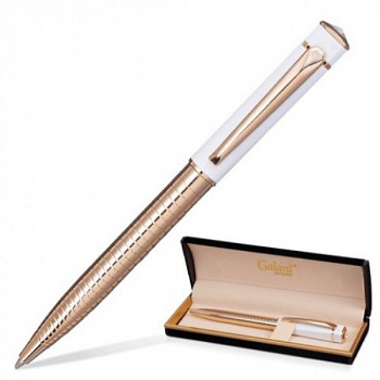 Ручка подарочная шариковая GALANT Mont Pelerin, корпус золот./белый, золот.детали, 0,7мм,син,141661
