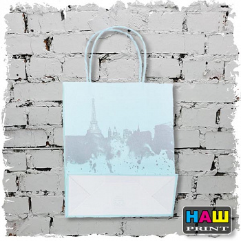 Пакет крафт "Париж", люкс, голубой, 26,5 х 11 х 35 см3500457