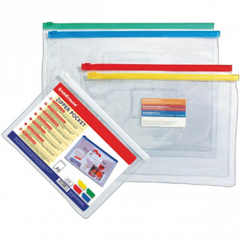 Папка на молнии В6 "PVC ZIP POCET", 180мкм, прозрачная, ассорти 4564 Erich Krause