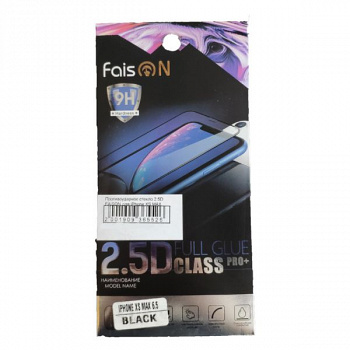 Противоударное стекло 2.5D FAISON для iPhone XS MAX черное, полный клей