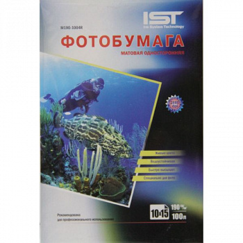 Фотобумага матовая  190гр/м, 4R (10х15),100л  , IST