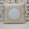 Наволочка 40*40 см, поле для печати-КРУГ, цв. БЕЖЕВЫЙ, искусственная замша с бахромой