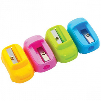 Точилка пластиковая "Машинка", 1 отверстие, ассорти