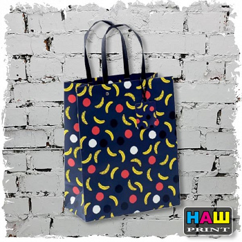 Пакет крафт ламинированный "Бананы", люкс, 26 х 32 х 12.5 см3796081