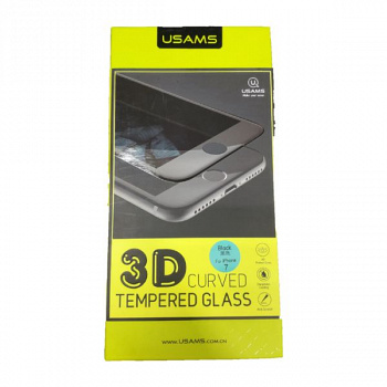 Противоударное стекло 3D USAMS для iPhone 7 зеркальное, глянцевое, чёрный